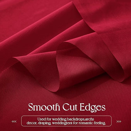 VACVELT Wedding Arch Draping Fabric - Burgundy Chiffon, 2 Panels Sheer Drapes, 30 Inch x 20ft Backdrop Curtain for Outdoor Wedding Ceremony Decor