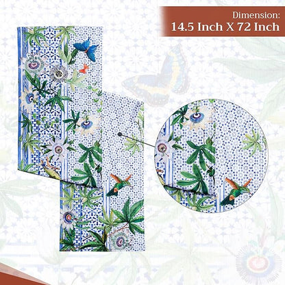 Maison d' Hermine Table runner 100% Cotton Double Layer Table Runners 72 inches long Decorative for Home Kitchen Dining Party Baby Shower Wedding Bridal Shower Spring Summer (Passiflora, 14.50" x 72")