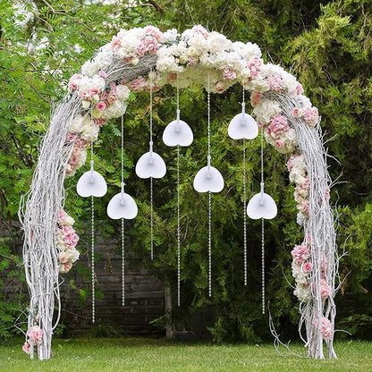 Aodaer 72 Pack Heart Shaped Folding Fans White Paper Fans Handheld Fans with Plastic Handles for Party, Wedding, Anniversary Decoration