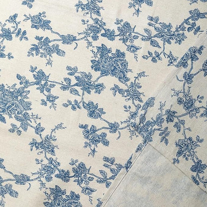 Pastoral Rectangle Tablecloth - 60 x 102 Inch - Beige Linen Table Cloth - Washable Table Cover with Dust-Proof Wrinkle Resistant for Restaurant, Picnic, Indoor and Outdoor Dining, Floral (Dark Blue)