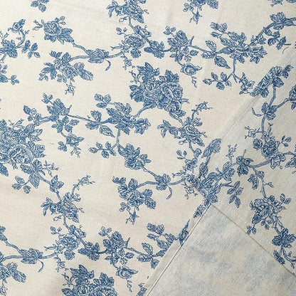 Pastoral Rectangle Tablecloth - 52 x 70 Inch - Beige Linen Table Cloth - Washable Table Cover with Dust-Proof Wrinkle Resistant for Restaurant, Picnic, Indoor and Outdoor Dining, Floral (Dark Blue)