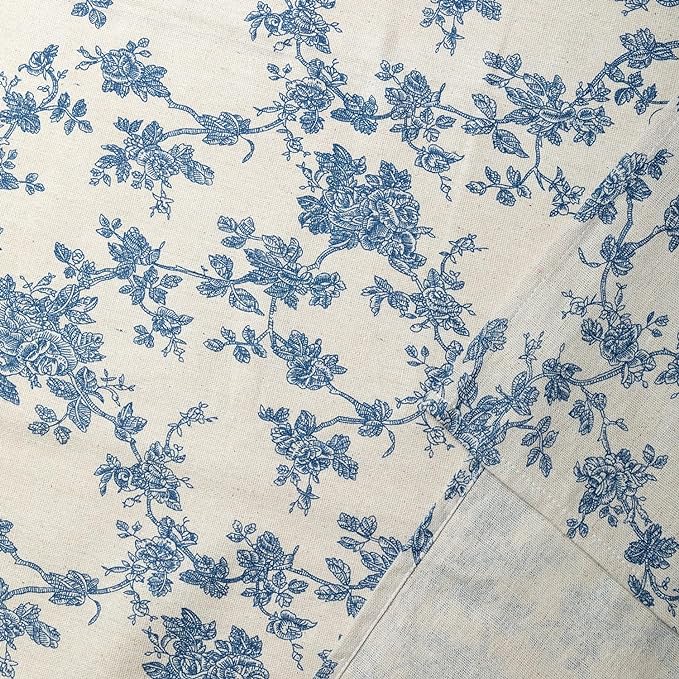 Pastoral Rectangle Tablecloth - 60 x 120 Inch - Beige Table Cloth - Washable Table Cover with Dust-Proof Wrinkle Resistant for Restaurant, Picnic, Indoor and Outdoor Dining, Floral (Dark Blue)