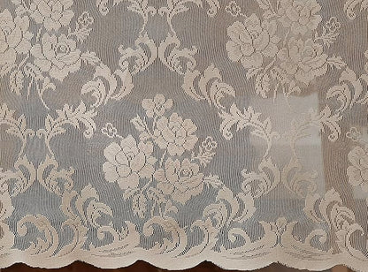LinenZone Linen Round Tablecloth for Rustic Vintage Decor. Sheer Lace Tablecloth Works Great As Wedding, Thanksgiving or Christmas Decor (Mia 90 Round, Linen)