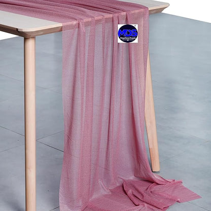 MDS 2 Pack 14ft Chiffon Table Runner 29 x 170 Inches Sheer Wedding Runner Romantic Rustic Table Runner for Wedding Decorations, Birthday Parties, Bridal Shower Party Arch Decor - mauva