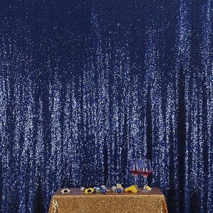 Poise3EHome Blue Sequin Backdrop,10FT x 10FT Sequin Photography Backdrop Curtain for Party Decoration, Navy Blue