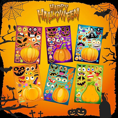 36 Sheets Halloween Stickers for Kids, Make A Pumpkin Face Stickers, Halloween Pumpkin Decorating for Kids Toddlers Party Favors Treats Party Games Goody Bag Filler