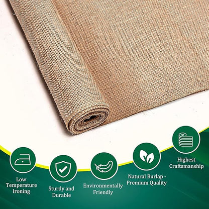 Burlap Table Runners (Pack of 3) – 12”x 108” - No-Fray Finished Edge Premium Quality Natural Table Runner – No Odor, Eco-Friendly Burlap Runner, Perfect for Rustic Table Decor and Other DIY Crafts