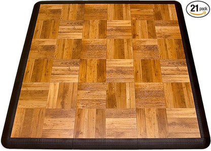 Big Floors 3X3OAKFLOOR Interlocking Lightweight Plastic Modular Dance Floor Kit (3' x 3'), Oak, 21 Piece