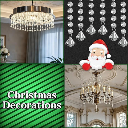 100 Pack Hanging Crystals - Clear Acrylic Prisms Pendant Ornaments for Christmas Tree, Centerpieces, Chandelier, Window & Home Decor, Ideal for Weddings, Parties Decorations (Diamond)