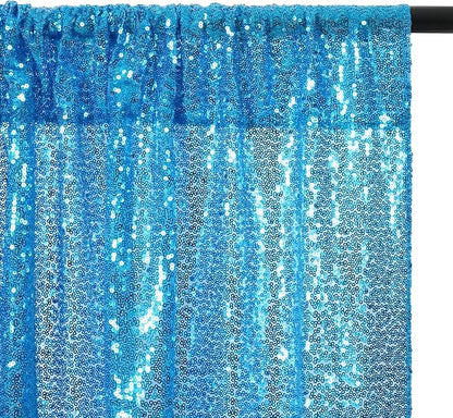 Poise3EHome Turquoise Sequin Backdrop Curtains, 2 Panels Sequin Backdrop, 2FTx8FT Sequin Curtains for Party Wedding Sequence Backdrop