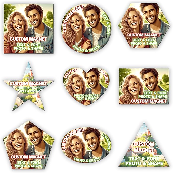 KETABAO – 16" Customized Pentagon Photo Magnets - Personalized Refrigerator and Car Magnets for Home and Office Decor