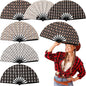 Thyle 6 Pcs Large Folding Fan for Line Dancing Bulk Boots on The Ground Hand Fan Black Popping Clapping Party Favors Decoration Gift for EDM Festival Club Summer(Western Cowboy)