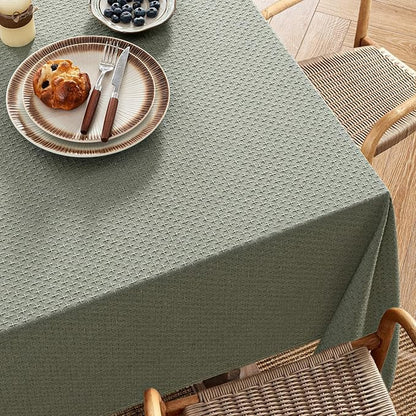 MIULEE Olive Green Linen Cottton Table Cloth Rectangle Tablecloth Waterproof Spillproof Cross-Star Textured Table Cltoth Decorative Farmhouse Style for Dining Party Weddings 52x70 Inch