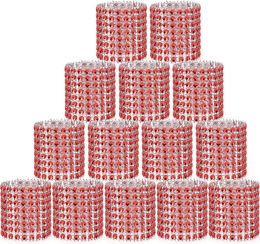 Red Napking Rings Holder Set of 150pcs,Diamond Crystal Napkin Rings Bulk Adornment for Wedding Reception, Dinner, Place Settings, Holiday Parties or DIY Decoration (150,Red)