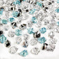 HappyFiller 14 OZ Fake Ice Rocks Cubes Acrylic Gems Stones for Winter Decorations,Christmas Vase Fillers,Wedding Table Scatters,Crafts,Home Centerpieces,Clear,Sea Blue,Silver Mix