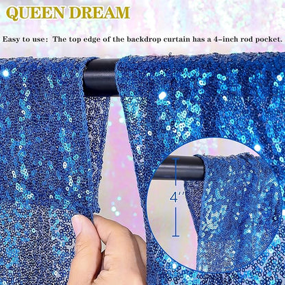 Royal Blue Backdrop Curtain Panels 2 Pieces 2ftx8ft Sequin Party Background for Birthdays Independence Day Theme Decorations