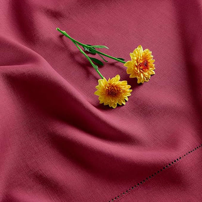 Solino Home Beet Linen Tablecloth 60 x 90 Inch - 100% Pure Linen Hemstitch Table Cloth for Rectangle Tables - Classic Hemstitch, Machine Washable Tablecloth for Fall, Thanksgiving, Christmas, Holiday