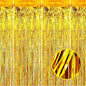 4 Pack Gold Foil Fringe Curtain Backdrop, 3.28Ft x 8.2Ft Metallic Tinsel Foil Fringe Streamer Curtains for Photo Booth Props, Birthday, Wedding, New Year’s, Christmas Decoration Party Supplies New