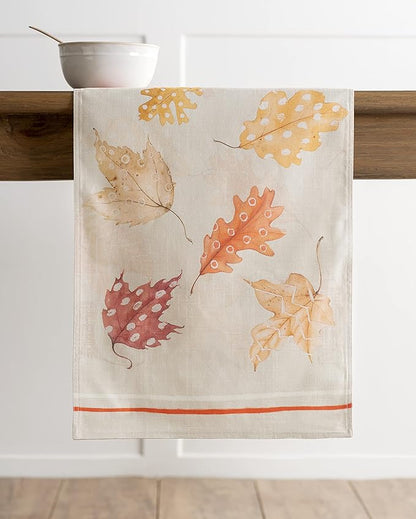 Maison d' Hermine Table Runner 100% Cotton Double Layer Table Runners 108 inches Long for Thanksgiving Christmas Decorations Home Kitchen Dining Party Wedding (Colours of Autumn, 14.5" x 108")