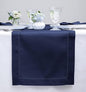 Solino Home Linen Navy Blue Table Runner 132 Inches Long - 100% Pure Linen Extra Long Table Runner 14 x 132 Inch for Fall, Autumn, Thanksgiving, Christmas - Classic Hemstitch
