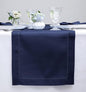 Solino Home Linen Navy Blue Table Runner 36 Inches - Classic Hemstitch, 100% Pure Linen Coffee Table Runner 14 x 36 Inch Ideal for Dresser Tables - Fall, Autumn, Halloween, Thanksgiving, Christmas