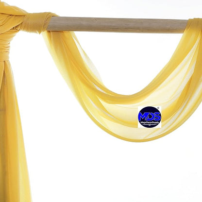 MDS Halloween Chiffon Draping Fabric - 1 Panel, 30" Wide x 40ft Long - Sheer Spooky Arbor & Canopy Drapery for Haunted House Backdrops, Party Ceilings, DIY Costumes & Themed Events - Gold