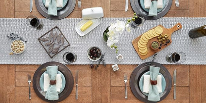 DII Woven Basic Tabletop Collection, Chevron Table Runner, 15x72, Stone Blue