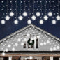 Christmas White Icicle Lights with Snowflake, 150 LED Curtain Lights with 8 Lighting Modes, Plug in Twinkle Lights for Home Christmas Wedding Party Decoration