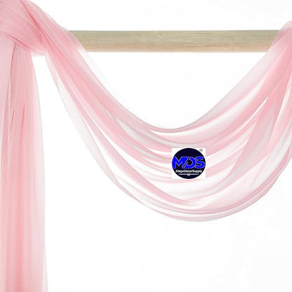 MDS Halloween Chiffon Draping Fabric - 2 Panel, 30" Wide x 30ft Long - Sheer Spooky Arbor & Canopy Drapery for Haunted House Backdrops, Party Ceilings, DIY Costumes & Themed Events - Blush Pink
