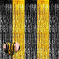 4 Pack 3.2Ft x 6.6Ft Black and Gold Fringe Curtain Backdrop, Metallic Tinsel Foil Fringe Streamers Curtains Background for Photo Booth Birthday Wedding Graduation Carnival Party Decorations