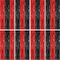 8 Pack Halloween Party Supplies, 3.28 FT x 7.05 FT Red and Black Foil Streamer, Metallic Fringe Curtains Tinsel Backdrop Party Streamer, Hanging Halloween Decorations Casino Party Decor