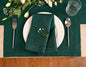 100% Pure Linen Green Placemats 14 x 19 Inch - Hemstitch Christmas Placemat Set of 4 - Cloth Fabric Napkins for Thanksgiving, Winter, New Year - Elara