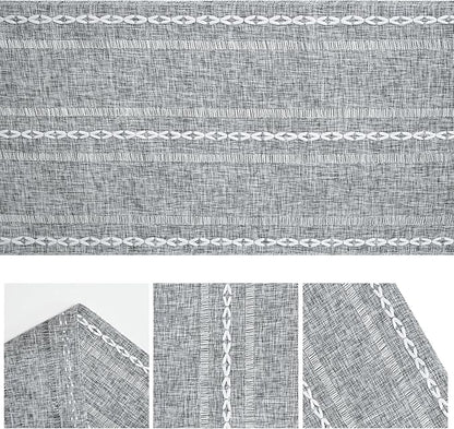 Artoid Mode Dark Grey Rustic Cotton Linen Table Runner, Seasonal Embroidered Hollow Kitchen Dining Table Decoration for Home Party Decor 13x90 Inch