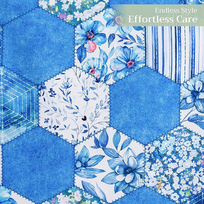 Maison d' Hermine Table Runner 100% Cotton Double Layer Table Runners 108 inches Long Decorative for Home Kitchen Dining Party Wedding Bridal Shower Spring Summer (Summer Blues, 14.50" x 108")