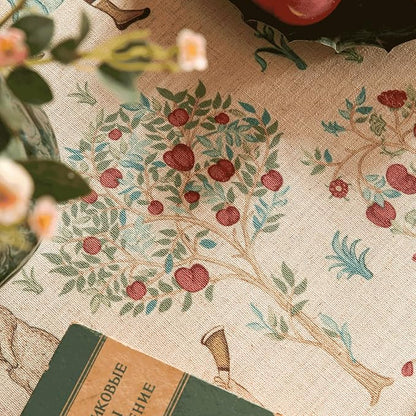 patdrea Designer Vintage Beige Tablecloth for Rectangle Table,Italian Linen Trees Pattern Anti-Wrinkle Table Cloth,Cover Cloth Decor for Kitchen Dining,Christmas,Thanksgiving,63"x87"-Tatiana a