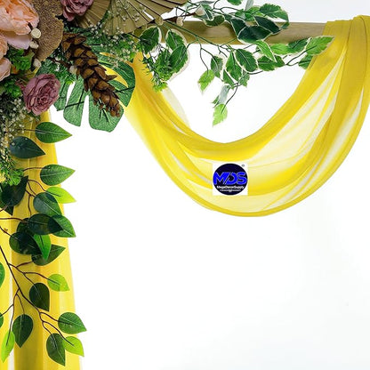 MDS Halloween Chiffon Draping Fabric - 2 Panel, 30" Wide x 100ft Long - Sheer Spooky Arbor & Canopy Drapery for Haunted House Backdrops, Party Ceilings, DIY Costumes & Themed Events - Yellow