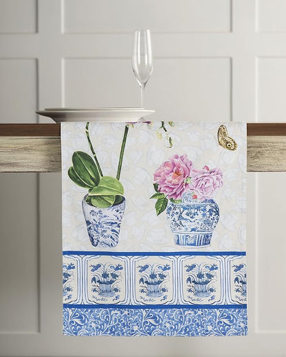 Maison d' Hermine Table Runner 100% Cotton Double Layer Table Runners 108 inches Long Decorative for Home Kitchen Dining Party Baby Shower Wedding Bridal Shower Spring Summer (Canton, 14.50" x 108")