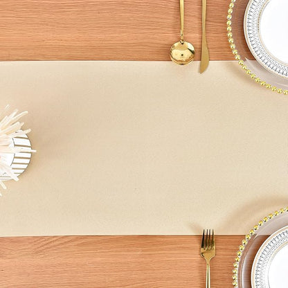 Farmhouse Beige Table Runner Dining Table Runners 72 Inches Long Coffee Table Runner for Dresser Living Room Bedroom Holiday Party Banquet 12X72 Inch