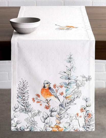 Maison d' Hermine Table Runner 100% Cotton Single Layer Table Runners 108 inches Long for Thanksgiving Christmas Decorations Home Kitchen Dining Party Wedding (Whitish Shabby Chique, 14.5" x 108")