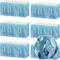 6Pack 29 x108 Inch Light Blue Wave Foil Fringe Table Skirts Metallic Banner for Tinsel Streamer Garland Backdrop for Parade Floats, Mother's Day, Easter, Graduate, Birthday, Wedding Party Decoration