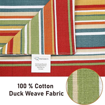 Ruvanti 100% Cotton Table Runner 108 Inches Long, Non-Slip, Stain Resistant, Washable & Reusable Table Runners Perfect for Wedding, Parties, Christmas, Holiday, in-Door use - Multi Stripe