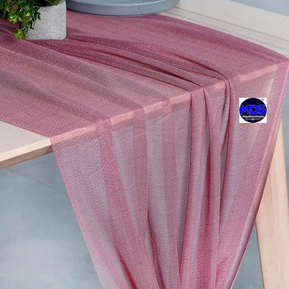 MDS 2 Pack 14ft Chiffon Table Runner 29 x 170 Inches Sheer Wedding Runner Romantic Rustic Table Runner for Wedding Decorations, Birthday Parties, Bridal Shower Party Arch Decor - mauva
