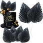 Gyufise 6Pcs Paper Palm Fan Cake Toppers Palm Spear Leaves Fan Cupcake Toppers Cake Insert Decorations Craft DIY Cake Bakeware Decoration for Birthday Party Wedding Party Decor Supplies Light Black