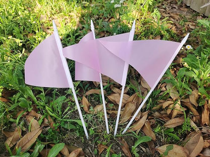 12 Pack Pink Pennant Flags Small Mini Hand Held Solid Color Pennant On Sticks Flags with 12.6"Solid Pole & Spear Top,Party Events Celebration,School,Grand Opening,Kids Birthday,Sports Clubs,Flower Pot