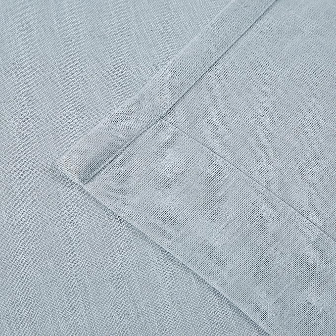 Vision Home Blue Fog Pinch Pleated Semi Sheer Curtains Textured Linen Blended Light Filtering Window Curtains 102 inch for Living Room Bedroom Pinch Pleat Drapes with Hooks 2 Panels 40" Wx102 L