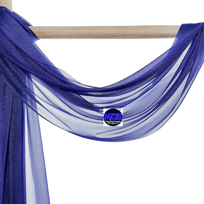 MDS Halloween Chiffon Draping Fabric - 1 Panel, 30" Wide x 30ft Long - Sheer Spooky Arbor & Canopy Drapery for Haunted House Backdrops, Party Ceilings, DIY Costumes & Themed Events - Royal Blue
