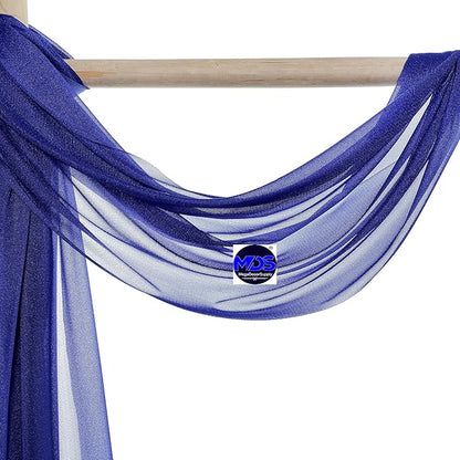MDS Halloween Chiffon Draping Fabric - 2 Panel, 30" Wide x 50ft Long - Sheer Spooky Arbor & Canopy Drapery for Haunted House Backdrops, Party Ceilings, DIY Costumes & Themed Events - Royal Blue