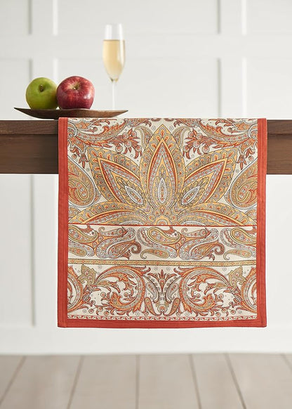 Maison d' Hermine Table Runner 100% Cotton Single Layer Table Runners 60 inches Long for Thanksgiving Christmas Decorations Home Kitchen Dining Party Wedding (Kashmir Paisley, 14.5" x 60")