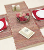 Chardin home Natural Jute Table Runner 13x36 Inch – Vintage Boho Rustic Table Decor – Handwoven Table Runner in Natural Jute and Red – Farmhouse Dining or Console Table Accent