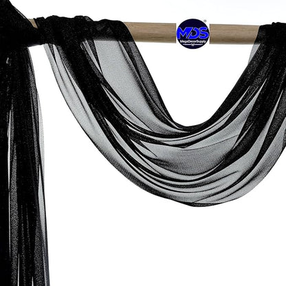 MDS Halloween Chiffon Draping Fabric - 1 Panel, 30" Wide x 100ft Long - Sheer Spooky Arbor & Canopy Drapery for Haunted House Backdrops, Party Ceilings, DIY Costumes & Themed Events - Black